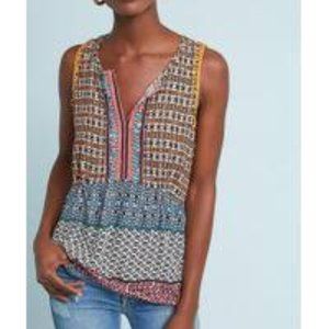 Anthropologie Ranna Gill Black Motif Top XS NWT